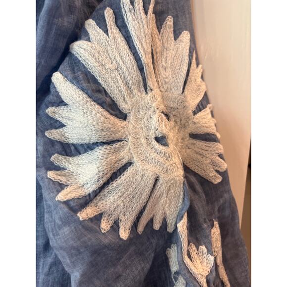 Dolma Cotton Floral Tunic Shift Maxi Dress Botanical Boho Hippie Coastal Sheer - Picture 8 of 10